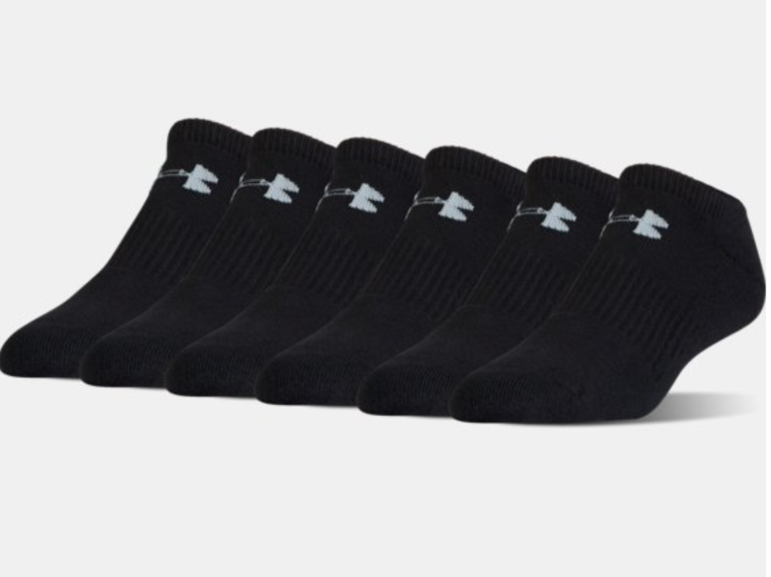 Under Armour Charged Cotton 2.0 No Show Socks - 6-Pack Black